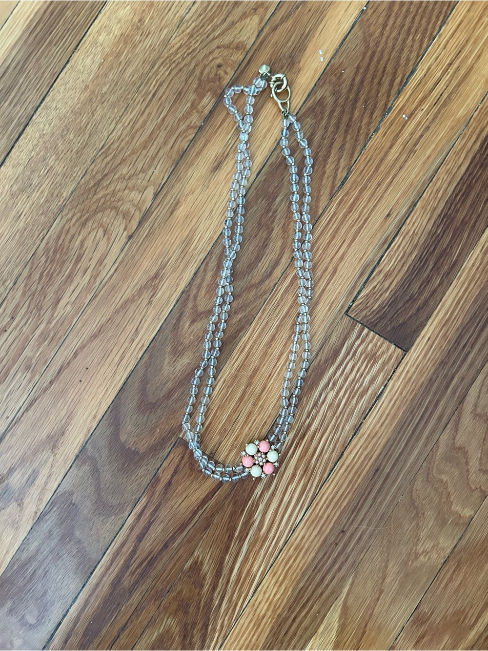 J. Crew Pink Floral Bead Double-Strand Necklace